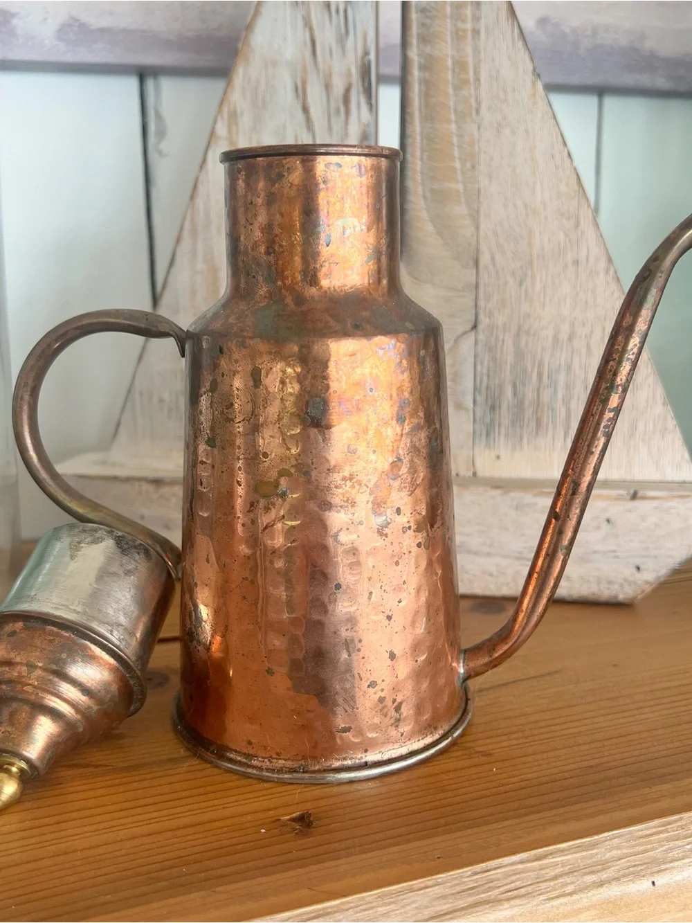 Hammered Copper olive oil cruet Pitcher - Warm Copper Finish